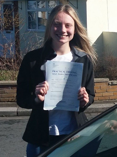Well done Lucy for passing your driving test 1st time at Rhyl today.