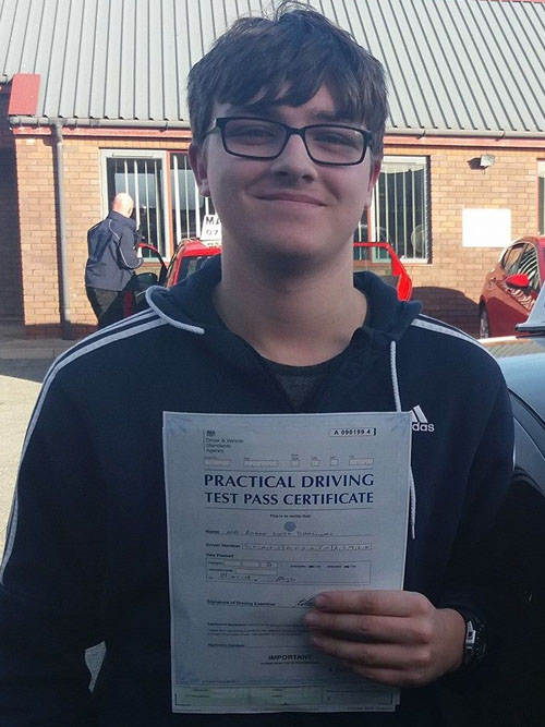 A fabulous start to 2018 for this young man who passed his driving test 1st time today at Rhyl test center with 4 minors.